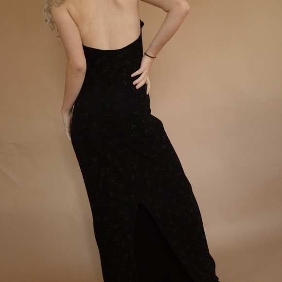 90s Starburst Glitter Halter Evening Gown - Picture 8 of 16
